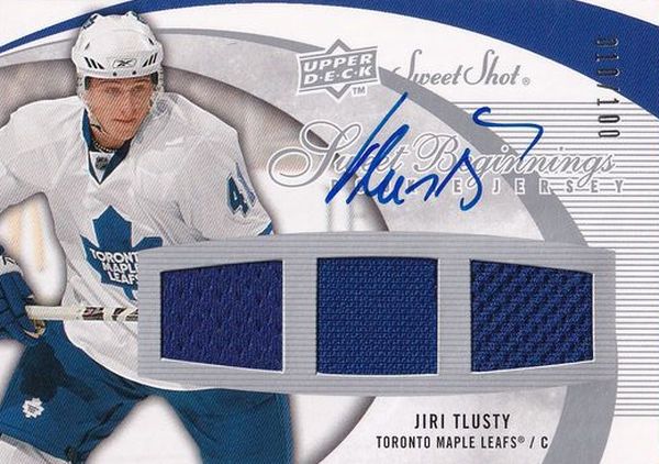 AUTO RC jersey karta JIŘÍ TLUSTÝ 07-08 Sweet Shot Beginnings Rookie Jersey /100